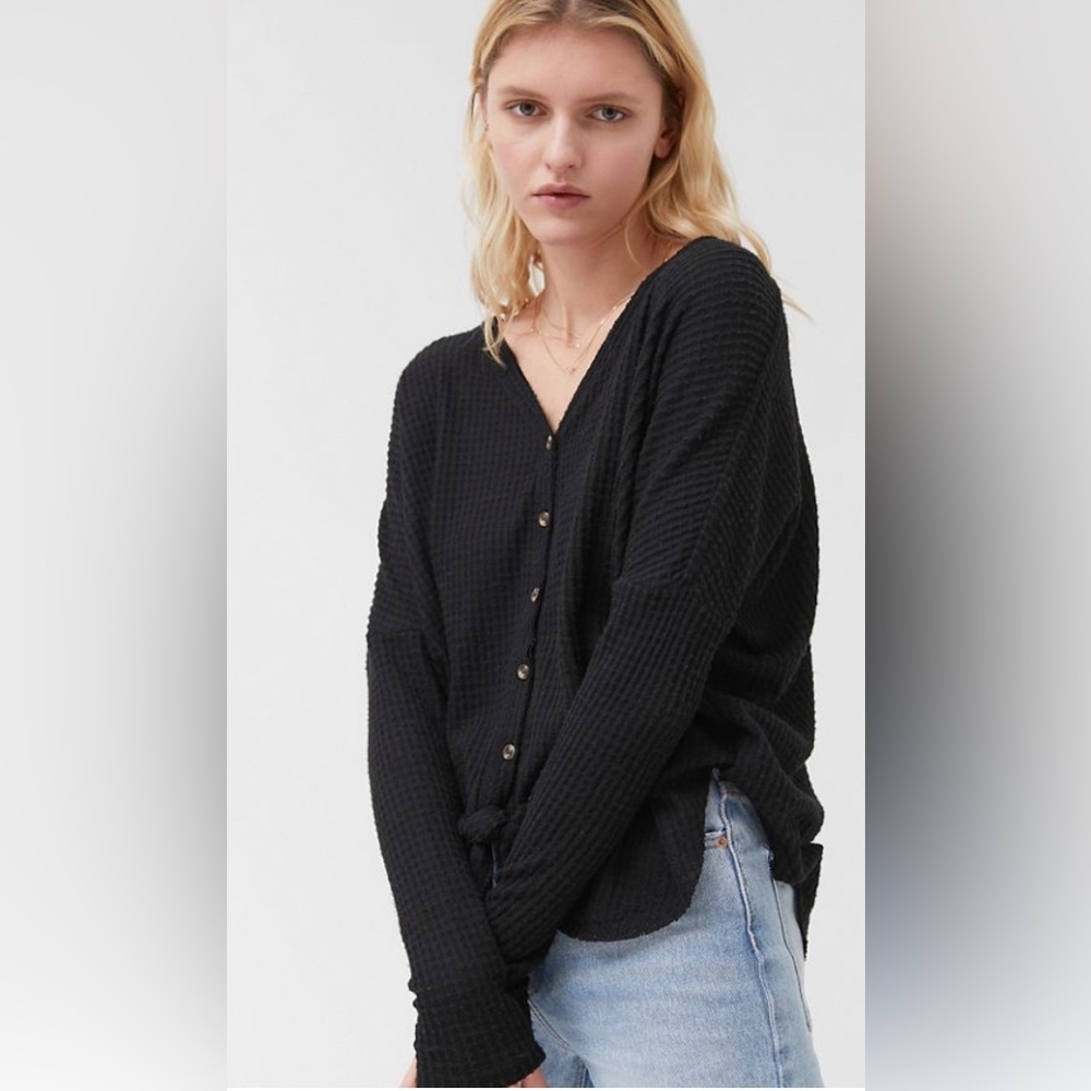 urban outfitters out from under jojo thermal black button up top size M